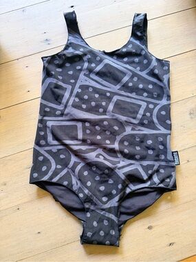 nununu Black & Gray Polka Dot One-Piece